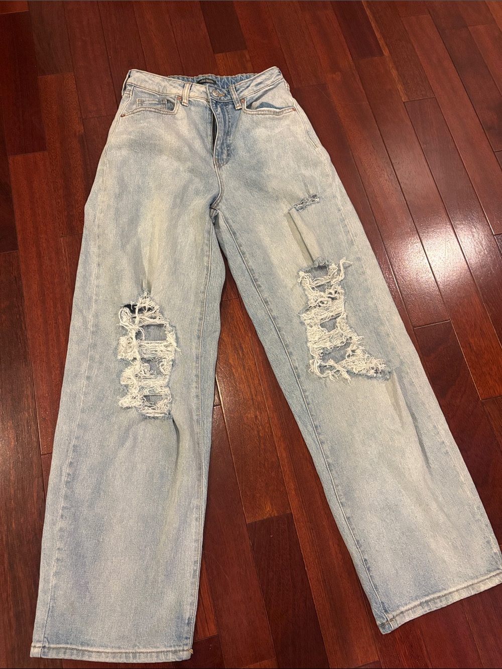 wild fable Light Blue Distressed Straight Leg Jeans